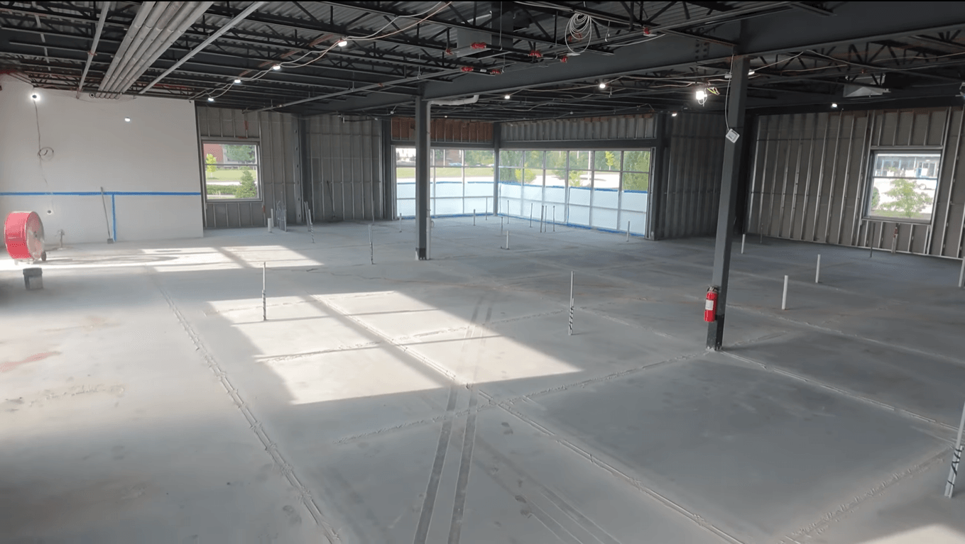 Trinity Construction laser-screeded industrial concrete floor in a Milwaukee warehouse